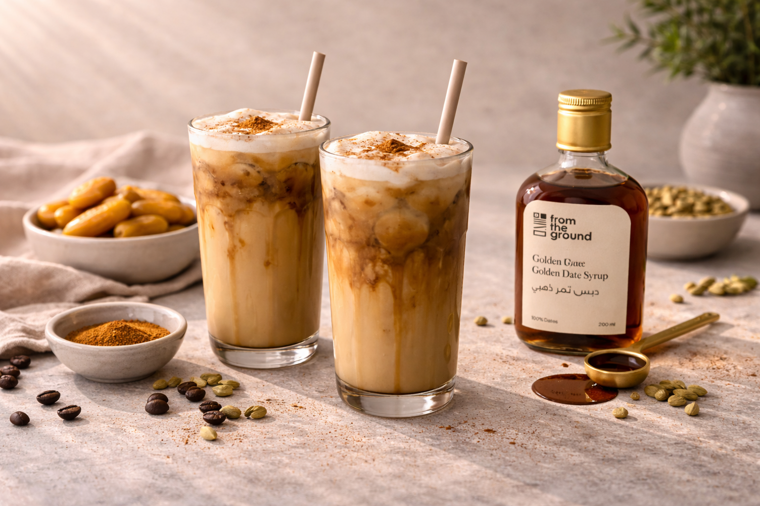 Iced Arabic Coffee with Golden Date Syrup
